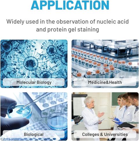 470nm Blue Light LED Transilluminator, Blue Light Gel Cutter for DNA, Protein Gels, with Angle Adjustable Amber Filter, Gel Electrophoresis Visualization, Light Intensity Adjustable in Kuwait