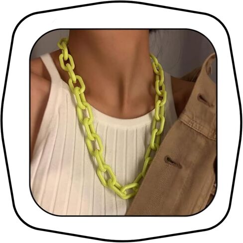 Kenfery Punk أكريليك ملون كوبي ربط سلسلة قلادة مكتنزة كبح سلسلة قلادة قلادة Boho E بنات مجوهرات الصليب البيضاوي سلسلة الملحقات للنساء المراهقات الفتيات (أبيض) in Kuwait