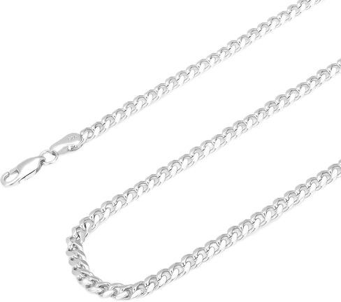 nometo Solid 925 Sterling Silver Cuban Chain Lobster Clasp 3.5mm 4mm 5mm Silver Chain for Men Silver Necklace Chain for Women 16/18/20/22/24/26/30 Inches in Kuwait