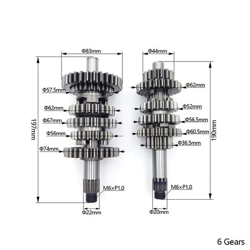 Motorcycle 6 Gears Main Counter Shaft Assembly Transmission Gear Compatible with NC250 NC250S NC300S KAYO MOTOLAND AVANTIS BRZ GR Aftermarket Replacement Universal Fit in Saudi Arabia