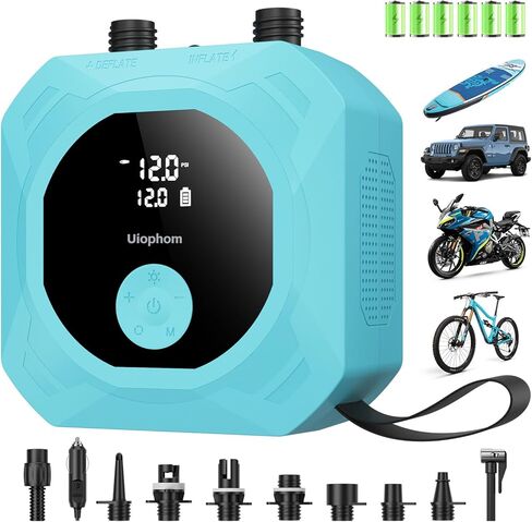 Electric Paddle Board Pump, 50PSI High Pressure Rechargeable SUP Pump, Intelligent Dual Stage Inflation & Deflation, Auto-Off for Stand Up Paddle Boards, Car Tires, Boats, Surfing Kite, Tent in Saudi Arabia