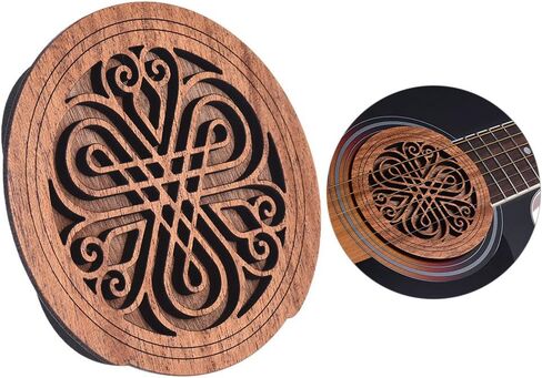 Guitar Sound Hole Cover, Guitar Wooden Soundhole Sound Hole Cover Block Feedback Buffer Mahogany Wood for EQ Acoustic Folk Guitars in Saudi Arabia