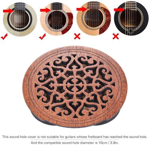 Mahogany Wood Acoustic Guitar Soundhole Cover with Feedback Buffer for EQ Folk Guitars - 4-Pack Wooden Sound Hole Block for Pickguard Compatible Guitars in Kuwait