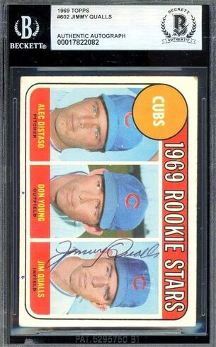 Jimmy Qualls Beckett BAS Vintage موقعة 1969 Topps Rookie Autograph - بطاقات البيسبول الموقعة in Saudi Arabia