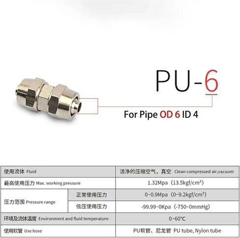 Copper Nickel Quick Screw Joint PU Straight PG Variable Diameter Direct Gas Pipe Lock Nut Type 6-4 8-6 10-6 12-16mm 10Pcs(KPU-4mm) in Saudi Arabia