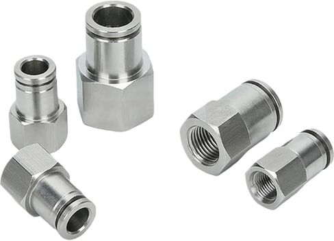 PCF هوائي سريع اقتران 304 خيط داخلي من الفولاذ المقاوم للصدأ متوافق مع خراطيم هواء 1/8 1/4 3/8 1/2 بوصة (4 مم - 12 مم) 10 قطع (PCF12-02) in Kuwait