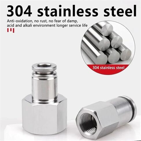 PCF Pneumatic Quick Coupling 304 Stainless Steel Internal Thread Compatible With 1/8 1/4 3/8 1/2 Inch Air Hoses (4mm-12mm) 10Pcs(PCF12-02) in Saudi Arabia