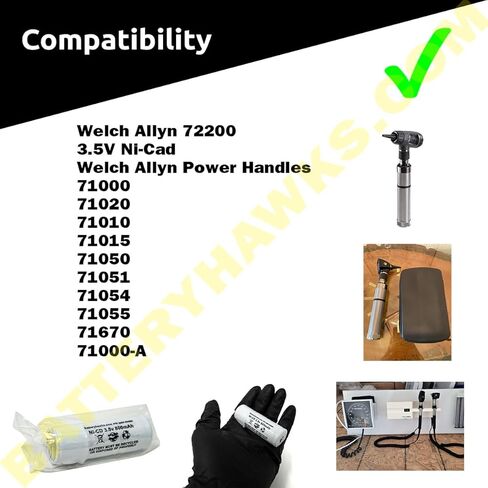 Battery Hawk (2 Pack) 72200 3.5V 800mAh Ni-CD Otoscope Medic 71000 71020 71010 1919-P-5020 N3675I B10097 B11355 in Saudi Arabia