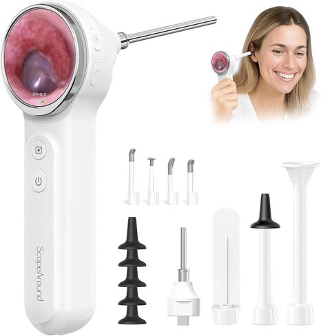ScopeAround Otoscope, 720PHD Ear Scope Set, Digital Otoscope w/1.85in IPS Screen, Ear Wax Removal Tool Camera, Video Otoscope Ear Camera with 6 LED Lights, Compatible with Android/iPhone in Kuwait