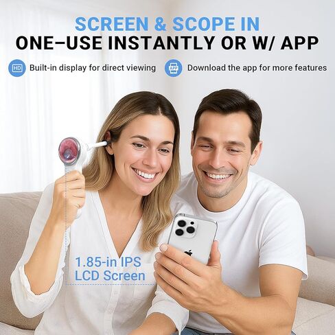 ScopeAround Otoscope, 720PHD Ear Scope Set, Digital Otoscope w/1.85in IPS Screen, Ear Wax Removal Tool Camera, Video Otoscope Ear Camera with 6 LED Lights, Compatible with Android/iPhone in Kuwait