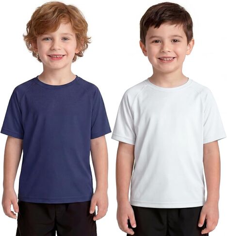 2 حزمة طفل بنين بنات كم قصير طفح الحرس UPF 50+ قمصان الشمس للأطفال الأشعة فوق البنفسجية حماية السباحة قميص مريح صالح 2T-6T in Kuwait