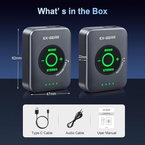 Wireless in Ear Monitor System 5.8GHz, Ultra-Low Latency Clear Stereo Monitoring, 48kHz/24-bit Audio, Rechargeable TX/RX, One-to-Many Auto-Pairing, 100ft Range, Space Gray in Kuwait