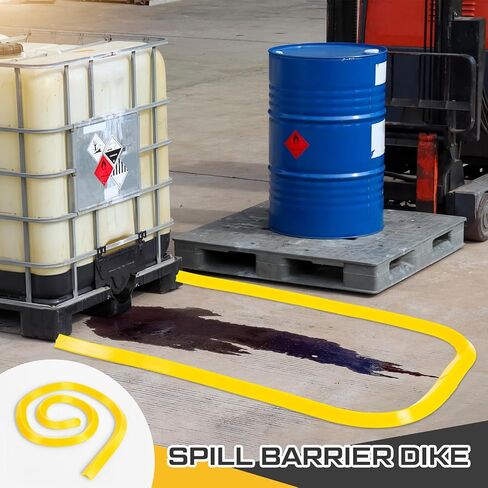 حاجز الانسكاب Dike Lab مانع تسرب السوائل الصلبة لوازم التحكم في الانسكابات Dike Lab، مكونة من قطعتين حاصرات بطول 5 أقدام، أصفر (10'L x 2.6"W x 1.5"H) in Saudi Arabia