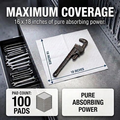 وسادات ماصة للزيت من سبيلفيتر مقاس 16 × 18 بوصة، وسادات ماصة للزيت فقط للجراج والسيارات وتنظيف الانسكابات، طبقة واحدة من مادة البولي بروبيلين الذائبة، 100 قطعة in Kuwait