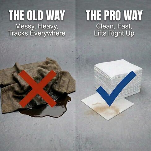 وسادات ماصة للزيت من سبيلفيتر مقاس 16 × 18 بوصة، وسادات ماصة للزيت فقط للجراج والسيارات وتنظيف الانسكابات، طبقة واحدة من مادة البولي بروبيلين الذائبة، 100 قطعة in Kuwait