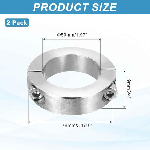 MECCANIXITY Shaft Collar 50mm Bore Double Split 304 Stainless Steel Clamping Shaft Collars for Industrial Automation Conveyor Belt Systems in Saudi Arabia