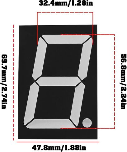 2X أحمر 7 شرائح 2.3 بوصة كاثود مشترك LED شاشة عرض أحادية الرقم 10 سنون PCB 7.2–8.0 VDC للعرض الرقمي الإلكتروني in Saudi Arabia