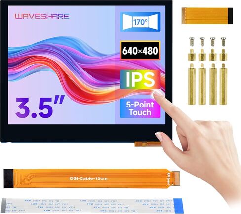 Waveshare 3.5inch DSI Capacitive Touch Display, Compatible with Raspberry Pi 5/4/3B+ Series Boards, 5-Point Touch, 640 × 480 Pixels, IPS Display Panel in Saudi Arabia