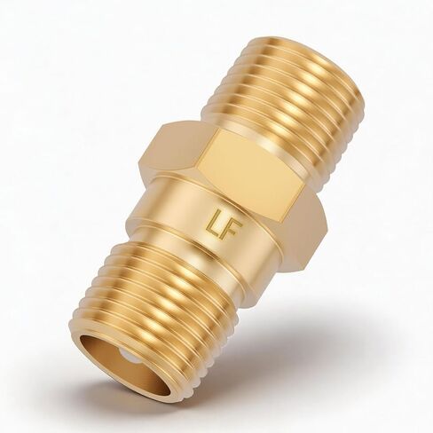 RV Freshwater Backflow Preventer Check Valve, 1/2" Male x Male NPT, Lead-Free Brass with Stainless Steel Spring, 1 Pack in Kuwait