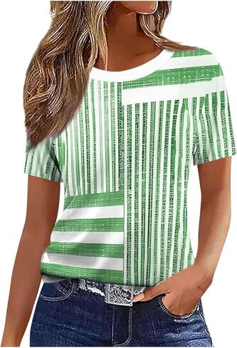 Floral Tops for Women Lightweight Short Sleeve Shirt Crew Neck Graphic Tshirt Summer Tunic Blouses for Vacation in Saudi Arabia