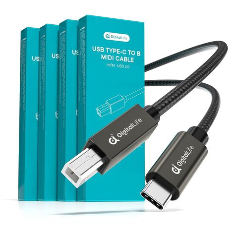 DigitalLife FlexMIDI Vortex Series | USB-C to USB-B MIDI Cable for MIDI Keyboards, Controllers & Interfaces, Nylon-Braided with Metal Connectors, 6.6ft (2m), Windows/macOS/Linux (2-Pack) in Saudi Arabia