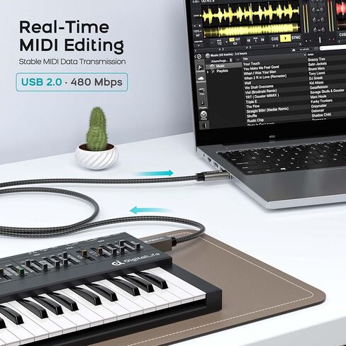 DigitalLife FlexMIDI Vortex Series | USB-C to USB-B MIDI Cable for MIDI Keyboards, Controllers & Interfaces, Nylon-Braided with Metal Connectors, 6.6ft (2m), Windows/macOS/Linux (2-Pack) in Saudi Arabia