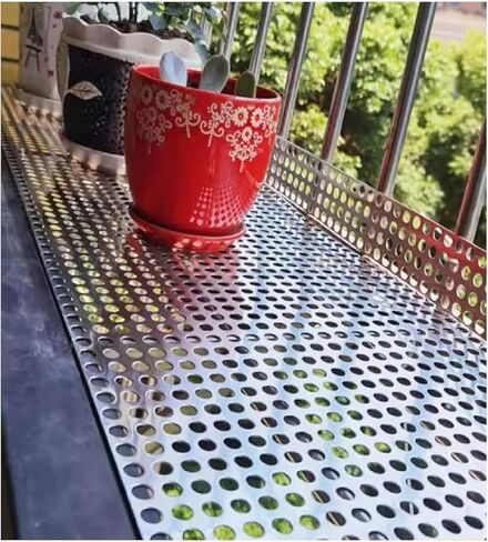 304 Stainless Steel Perforated Sheet - 40x50 cm Round Plate for Balcony Protection, Weather-Resistant Metal, Perfect for Outdoor Use, Durable & Stylish Safety Solution in Kuwait