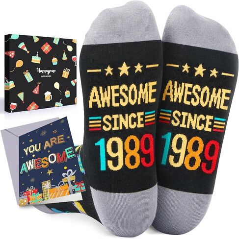 HAPPYPOP 30th Birthday Gifts Ideas - Gifts for 30 Year Olds Women Men, 30th Birthday Socks With Greeting Card in Kuwait