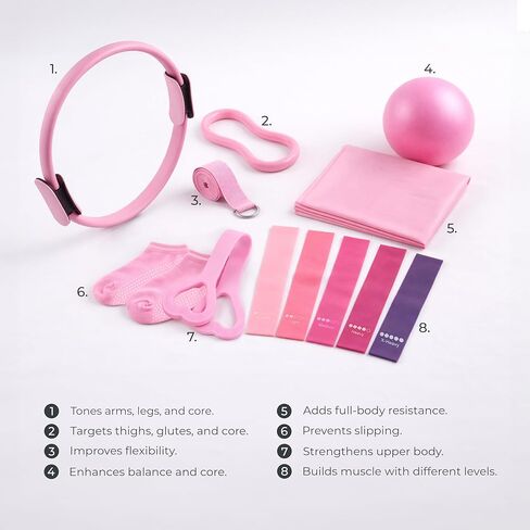 Pilates Set Kit, 13 Pcs. Pilates Equipment with Resistance Bands, Pilates Ball and Ring for Full Body Workout, Home Pilates Kit for Women in Saudi Arabia