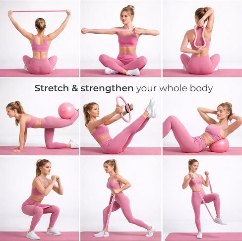 Pilates Set Kit, 13 Pcs. Pilates Equipment with Resistance Bands, Pilates Ball and Ring for Full Body Workout, Home Pilates Kit for Women in Saudi Arabia