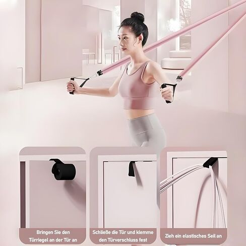 Pilates Bar 12-in-1 Kit with 5-Level Resistance Bands, 100 lbs Total, Home Workout Equipment for Legs, Arms, Core & Full Body, Adjustable 3-Section Pilates Stick, Foldable Design with Storage Bag in Saudi Arabia
