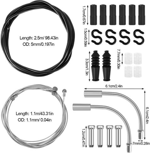 Ainiv Universal Bicycle Brake Cable Kit, Bike Shift Cable and Drive Cables Set with 2 V-Brake Manifold (90 Degrees) for Mountain, Road, Racing, Electric Bicycle in Kuwait