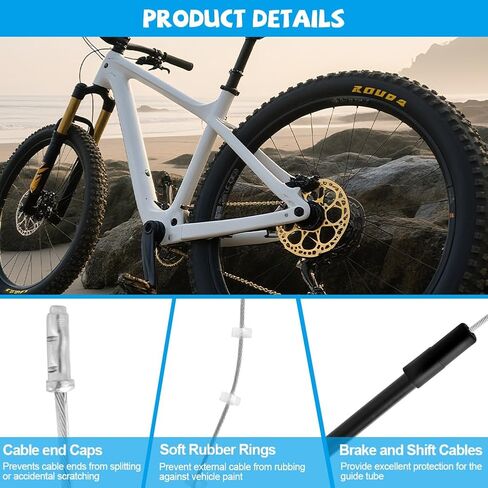 Ainiv Universal Bicycle Brake Cable Kit, Bike Shift Cable and Drive Cables Set with 2 V-Brake Manifold (90 Degrees) for Mountain, Road, Racing, Electric Bicycle in Kuwait