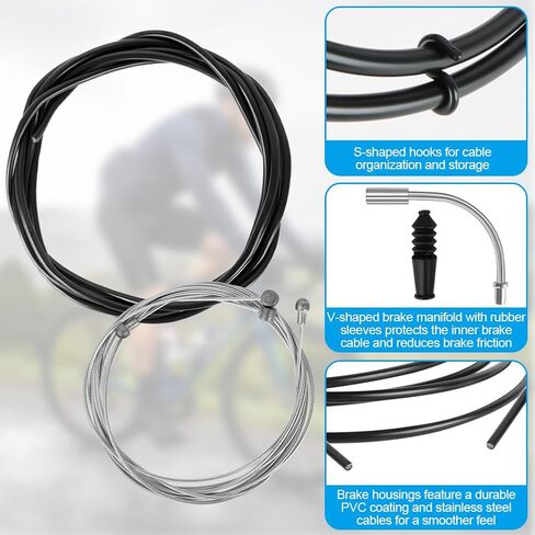 Ainiv Universal Bicycle Brake Cable Kit, Bike Shift Cable and Drive Cables Set with 2 V-Brake Manifold (90 Degrees) for Mountain, Road, Racing, Electric Bicycle in Kuwait