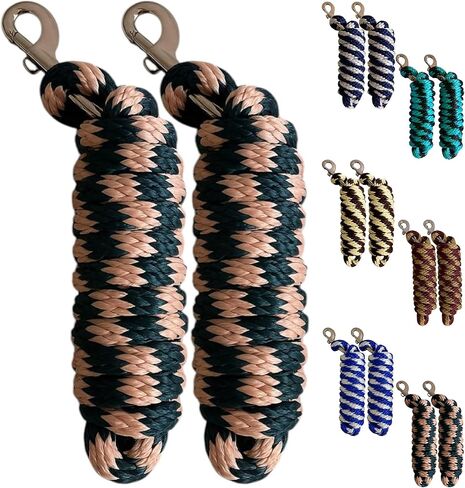 Majestic Ally Polypropylene Lead Rope with Removable Nickel Bolt Snap, 5/8 x 10 ft, for Horses and Livestock, 2 Pack (Turquoise-Black-White) in Saudi Arabia