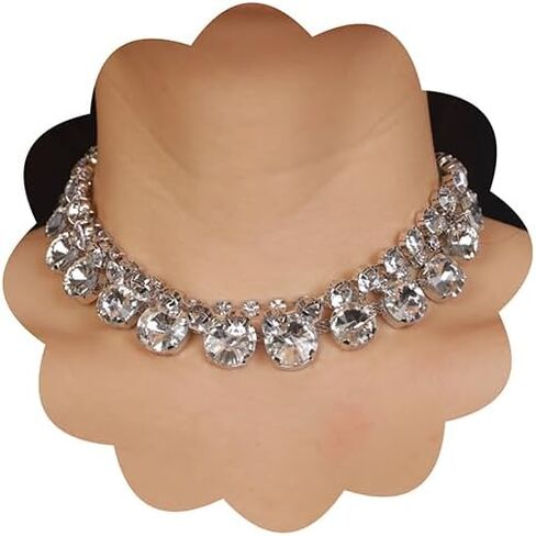 Chargances Boho Crystal Statement Necklace Layered Rhinestone Choker Sparkly Neck Chain Party Wedding Necklace Jewelry for Women in Saudi Arabia