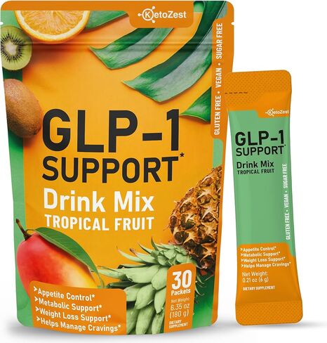 GLP-1 Support Drink Mix Powder - Women Men Weight Loss Support Natural Appetite Suppressant & Metabolic Booster - Daily GLP1 Support for Fat Burn Cravings Control Gut Health Fiber Supplement in Kuwait
