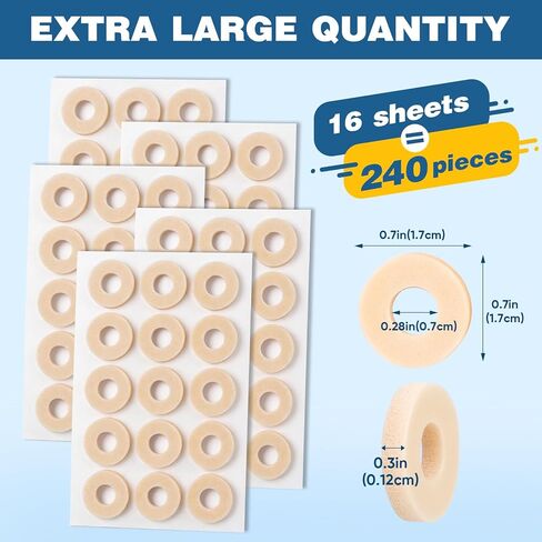 240 قطعة من وسائد مسامير القدم من KINDSHINE، مزيلات الذرة لأصابع القدم، وسادات ذرة لاصقة ذاتية اللصق، تحمي من مسامير القدم والذرة والبثور من الضغط والاحتكاك (بيج، مقاس صغير لإصبع القدم) in Kuwait