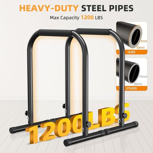 Outdoor Basic Adjustable Dip Bar Station - Heavy Duty Parallel Bars, Extra Tall & Thickened Steel Design for Home Gym, Calisthenics & Strength Training in Kuwait