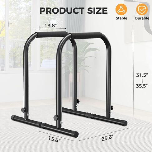 Outdoor Basic Adjustable Dip Bar Station - Heavy Duty Parallel Bars, Extra Tall & Thickened Steel Design for Home Gym, Calisthenics & Strength Training in Kuwait