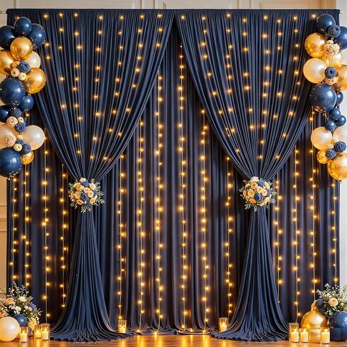 10 × 10 قدم من شمبانيا ستائر خلفية البوليستر مع سلسلة الأضواء لحفل الزفاف ، والتجاعيد الستائر الحرة صورة الستائر خلفية الستائر لحفل عيد ميلاد استحمام الطفل زخارف الخلفية in Kuwait