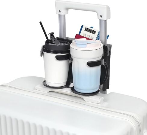 Vigorport Luggage Travel Cup Holder, Folding Cup Holder, Drink Caddy for Suitcases - Hold Two Coffee Mugs Traveler Carry on Hands Free Accessory in Kuwait