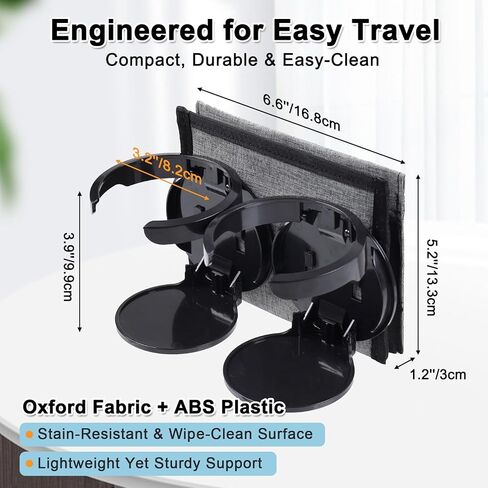 Vigorport Luggage Travel Cup Holder, Folding Cup Holder, Drink Caddy for Suitcases - Hold Two Coffee Mugs Traveler Carry on Hands Free Accessory in Kuwait