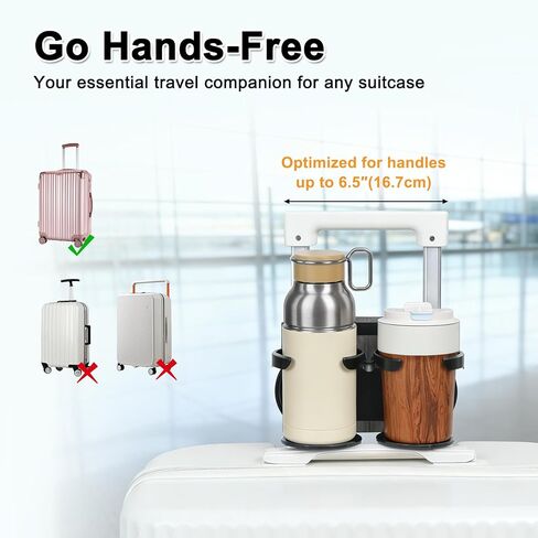 Vigorport Luggage Travel Cup Holder, Folding Cup Holder, Drink Caddy for Suitcases - Hold Two Coffee Mugs Traveler Carry on Hands Free Accessory in Kuwait