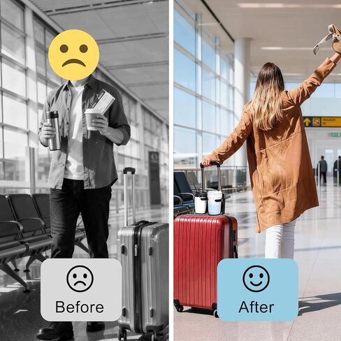 Vigorport Luggage Travel Cup Holder, Folding Cup Holder, Drink Caddy for Suitcases - Hold Two Coffee Mugs Traveler Carry on Hands Free Accessory in Kuwait