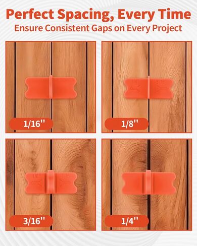 8 Pcs ABS Deck Spacer Tool, 4 Thicknesses Deck Board Spacers (1/16", 1/8", 3/16", 1/4") for Pressure Treated Lumber, Composite Decking, PVC & Hardwood Boards in Kuwait