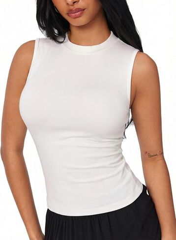 CIDER Crop Tops for Women Mimi Cuttrell Basic Sleeveless Ruched Going Out Summer Casual Ribbed Tank Top in Saudi Arabia