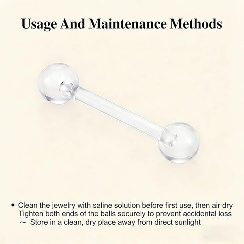 20Pcs 14G 12MM Transparent Acrylic Barbell Tongue Nipple Rings Flexible Straight Bar Body Piercing Jewelry Retainers for Women Men Work Sports in Saudi Arabia