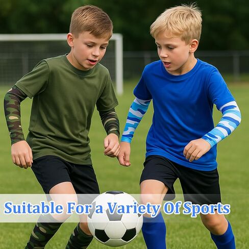 14 Pairs Arm Sleeves for Kids, Baseball Basketball Sport UV Sun Protection Breathable Quick Drying Cooling Arm Compression Covers for Girls, Boys in Saudi Arabia