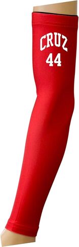 Solid Red Compression Sports Arm Sleeve - Custom Jersey Name & Number in Kuwait